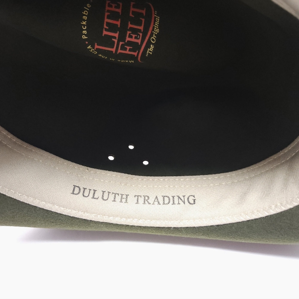 Duluth Trading Wool Felt Crusher Hat Medium Leather Band USA Made Green Fedora - Picture 6 of 14